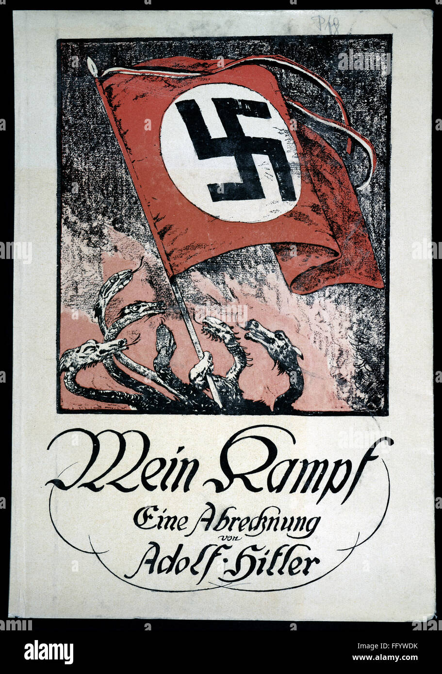 HITLER: MEIN KAMPF. /nFront cover of an edition of Adolf Hitler's 'Mein Kampf,' published by the 'V⌡lkischer Beobachter,' the newspaper of the Nazi party. Stock Photo