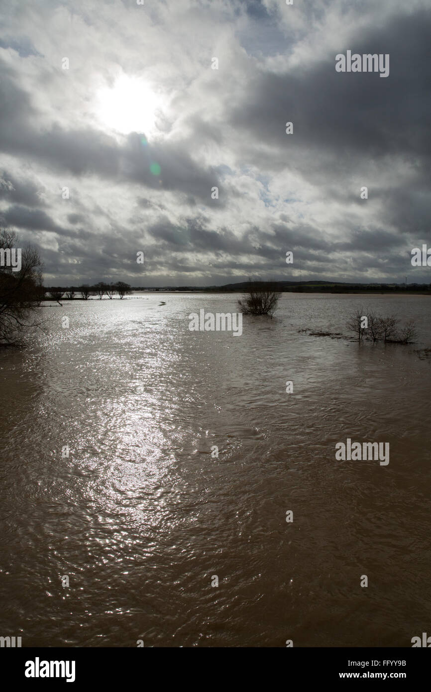 Flooded fields surrounding the village of Elford near Tamworth