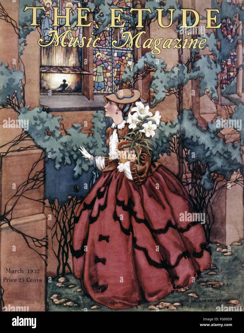 MAGAZINE: THE ETUDE, 1932. /nCover of the March 1932 issue of 'The Etude,' a classical music magazine, by Ruth Collings Speers. Stock Photo