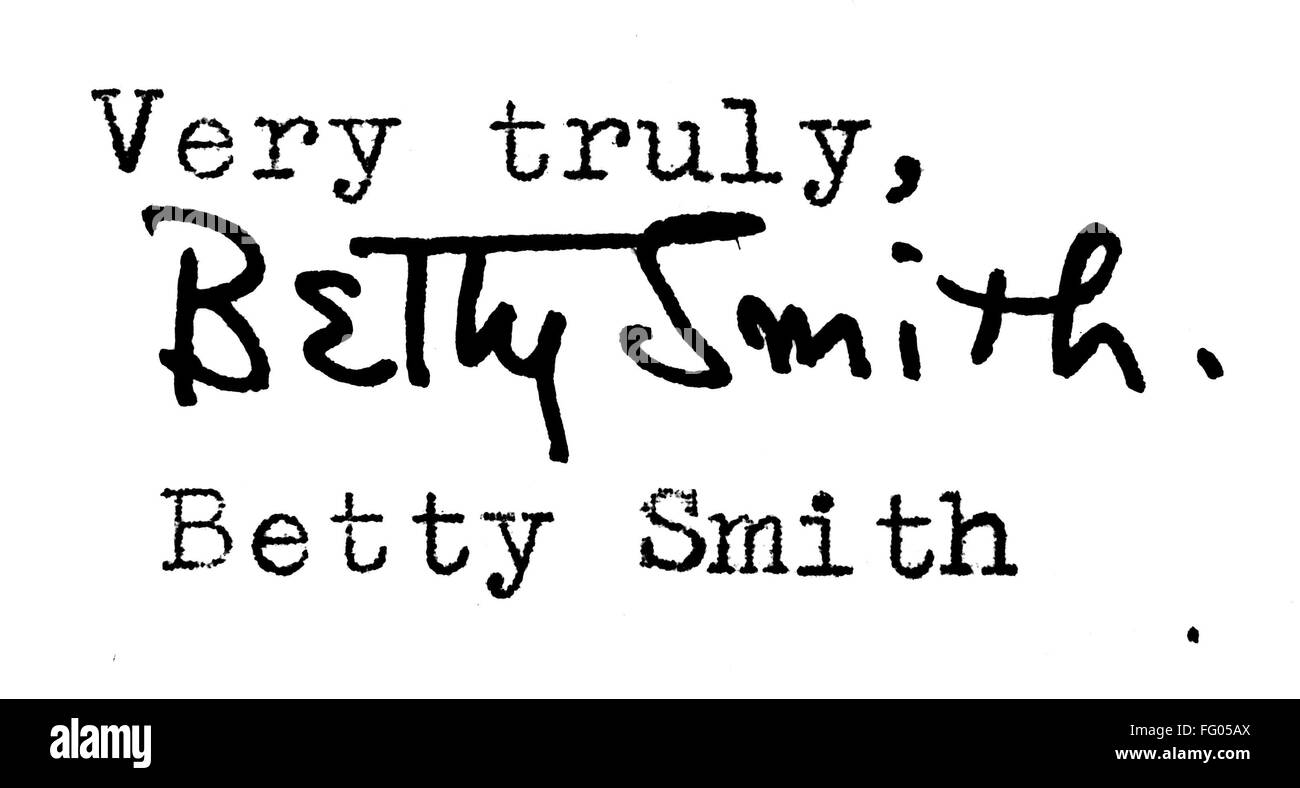 BETTY SMITH (1896-1972). /nAmerican novelist. Autograph signature. Stock Photo
