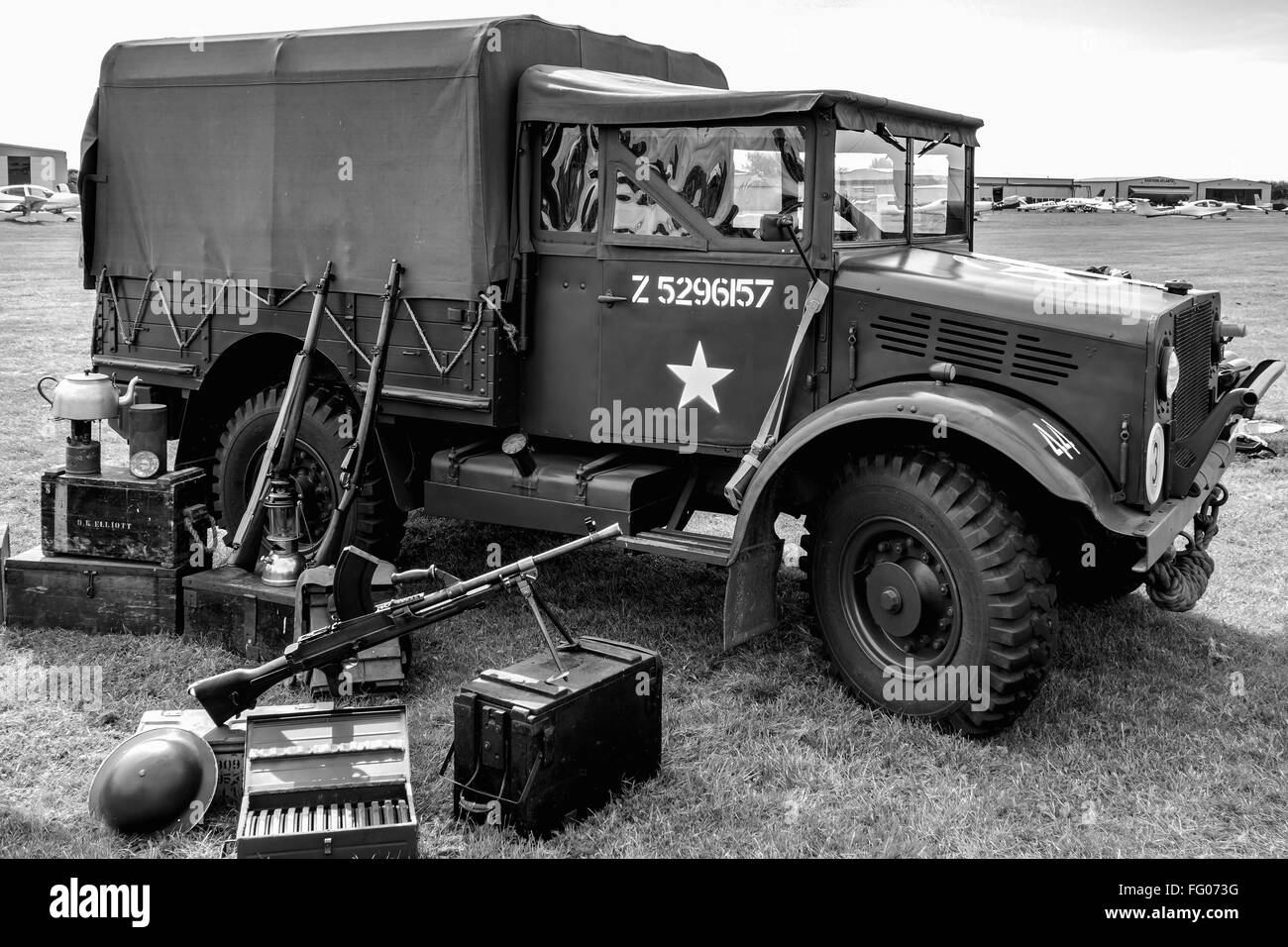 Old US Army Truck Parked at Shoreham Airfield Stock Photo