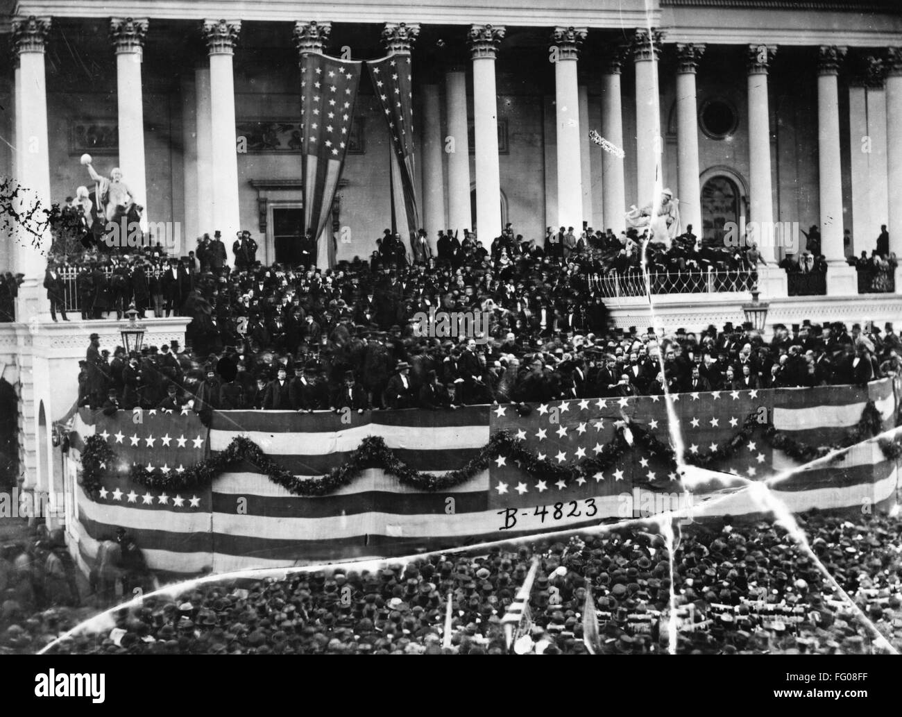 GRANT INAUGURATION, 1873. /nPresident Ulysses S. Grant delivering his ...