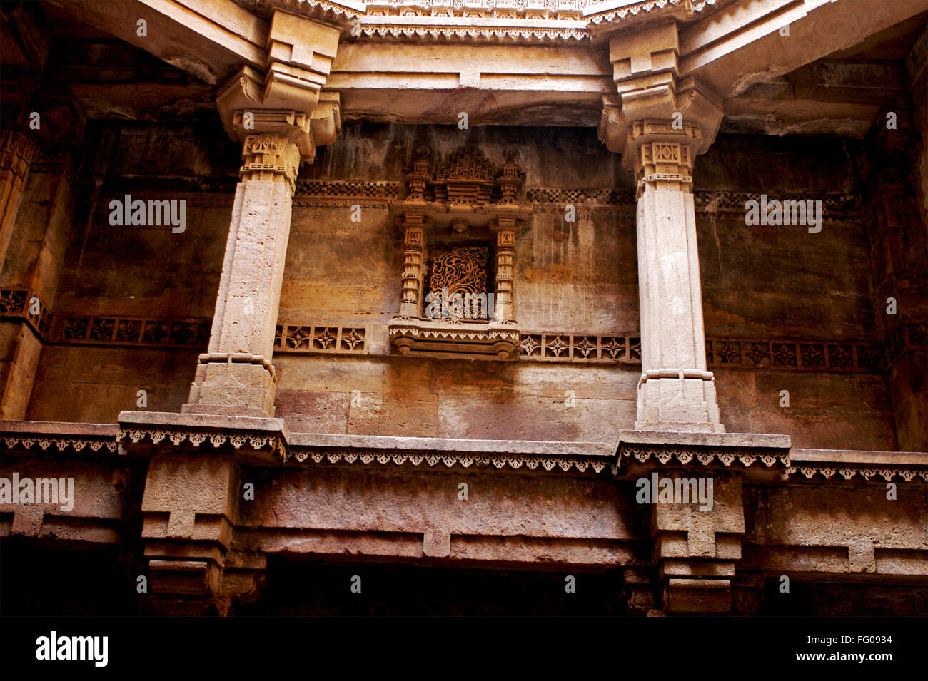 Adalaj Vava step well architectural wonder built Queen Rudabai Heritage maintained Archaeological Department Ahmedabad Gujarat Stock Photo