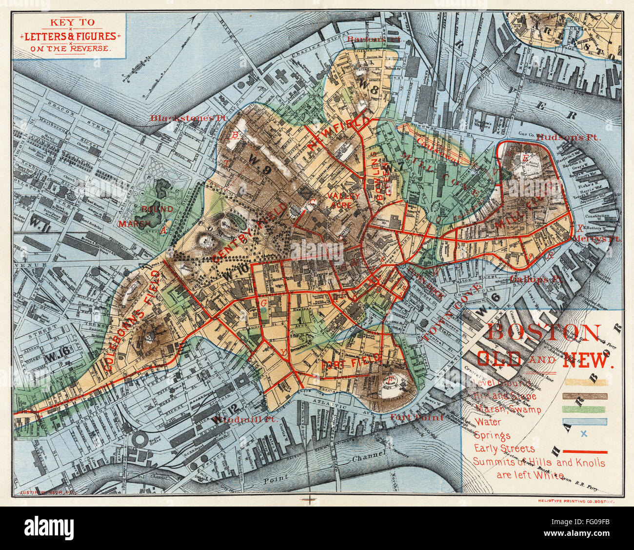 MAP: BOSTON, c1880. /n'Boston Old and New.' A map of Boston ...