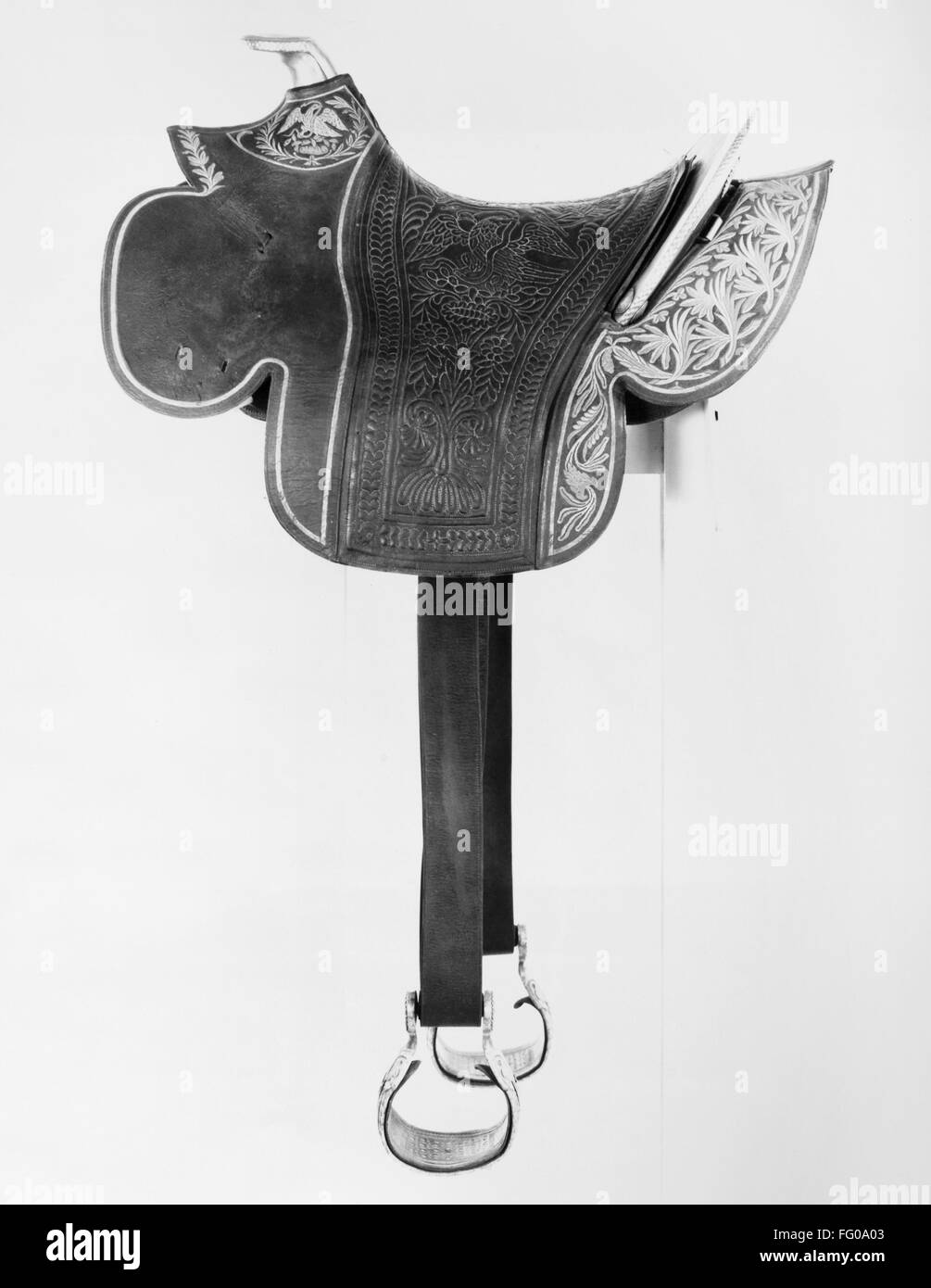 SADDLE, 19th CENTURY. /nMexican military saddle from the mid 19th
