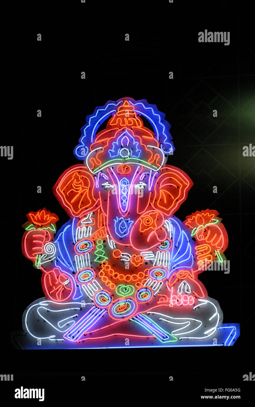 Lord Ganesh ganpati idol colourful illuminated in Neon light figure Stock Photo Alamy