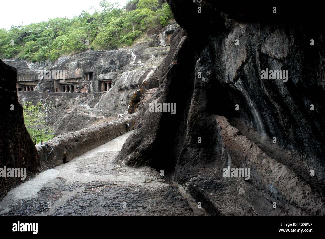 One of ways leading to UNESCO World Heritage site Ajanta Caves in Maharashtra , India Stock Photo