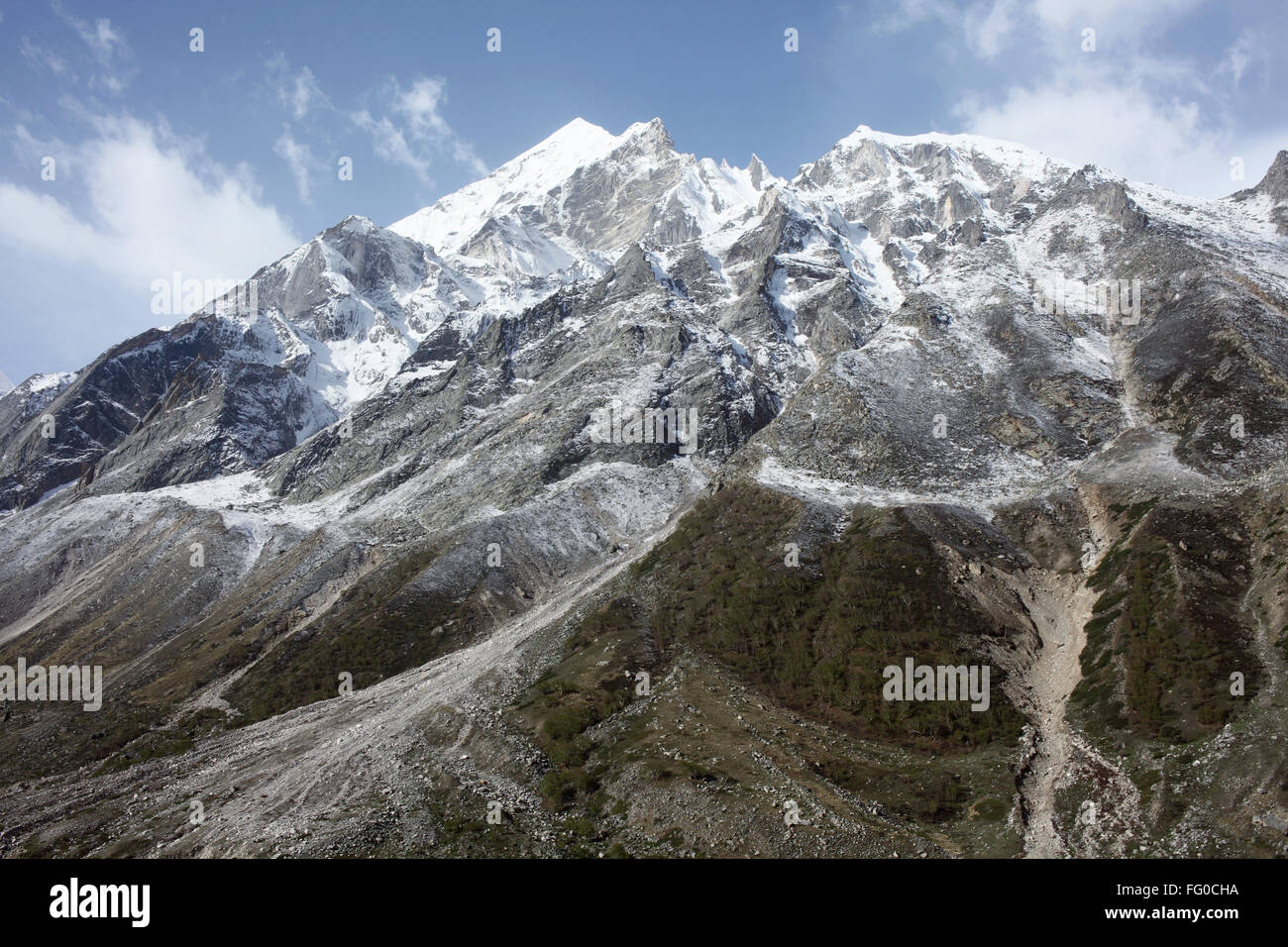 Snow peaks Gangotri Uttarakhand India Asia Stock Photo