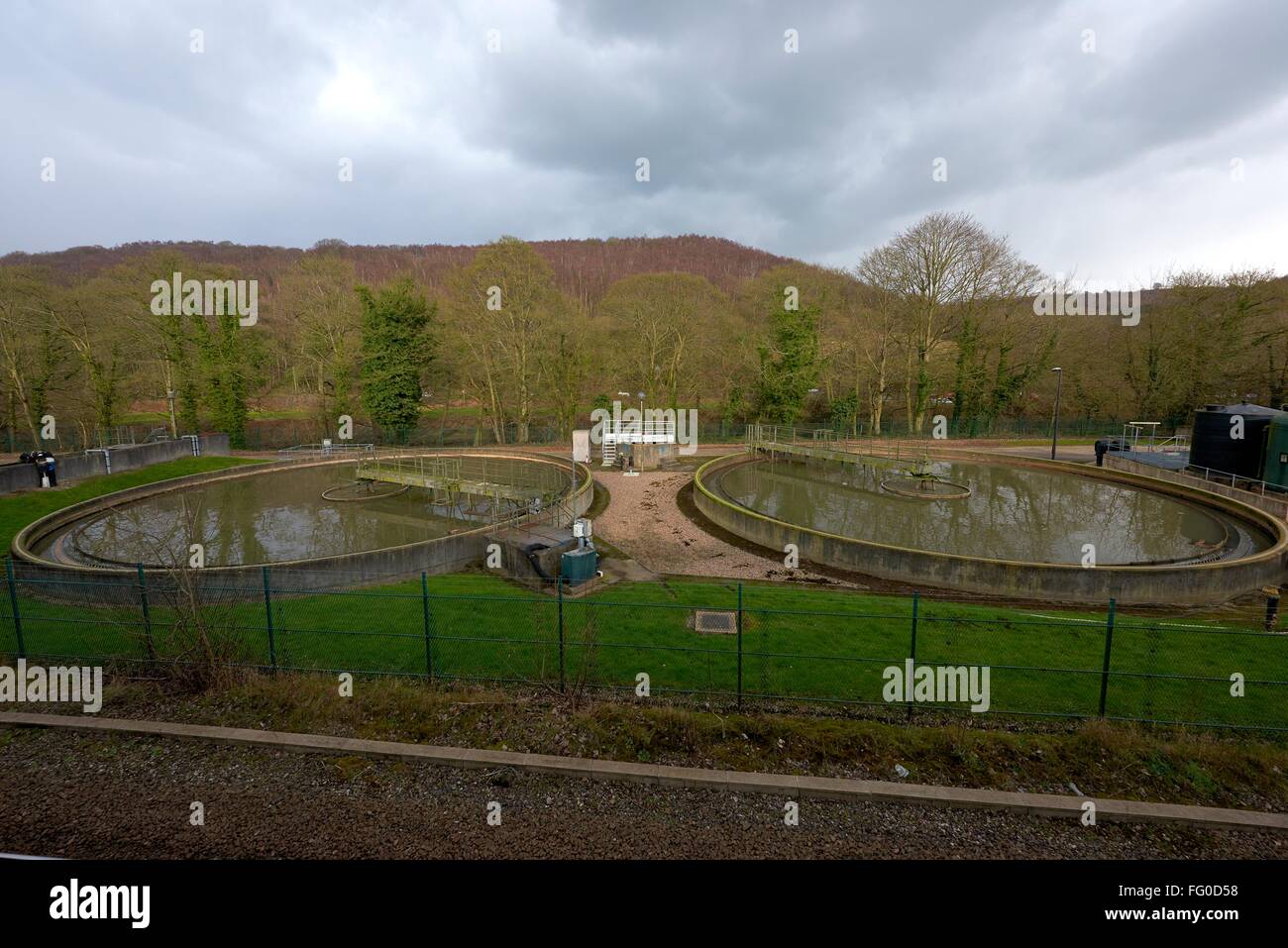 A sewage treatment works in Cromford Derbyshire England UK Stock Photo