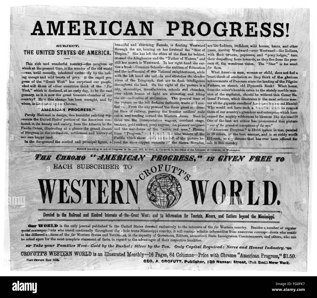 AD AMERICAN PROGRESS 1873 nAdvertisement For The Painting American 