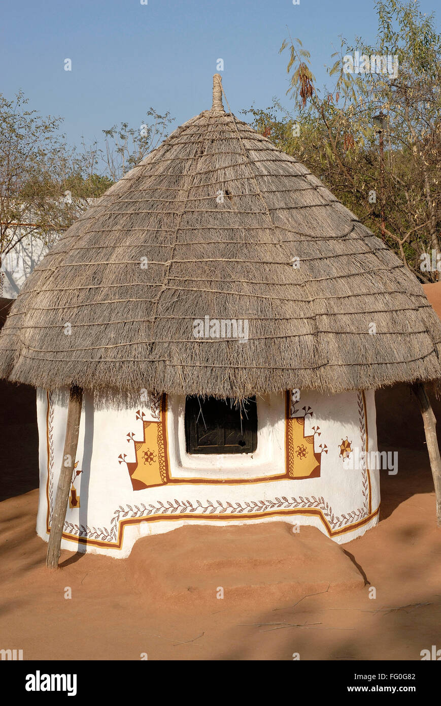 Houses Kutch architect , Shilpgram , Udaipur , Rajasthan , India Stock