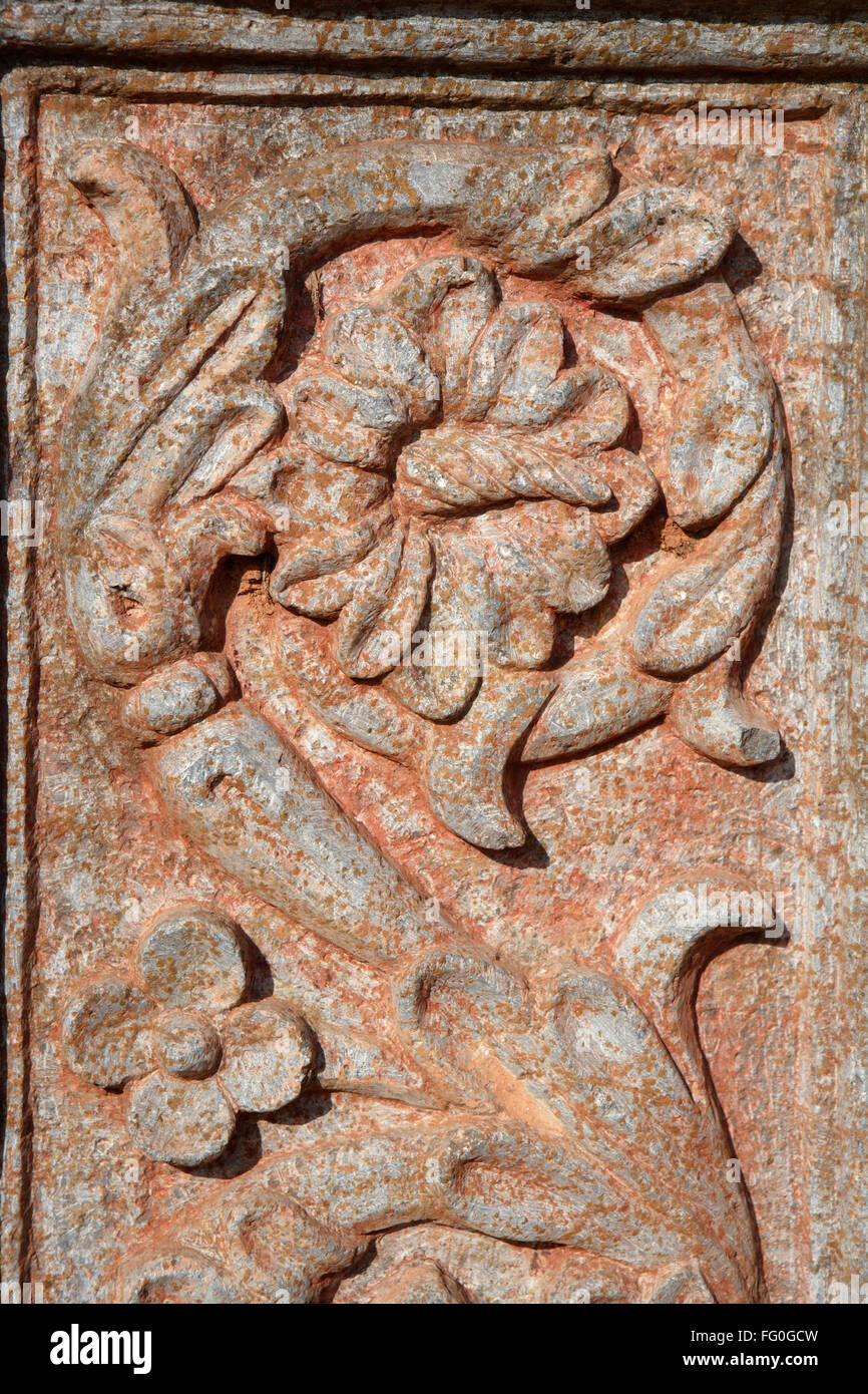 Stone carving with flower design in church of St. Augustine , UNESCO