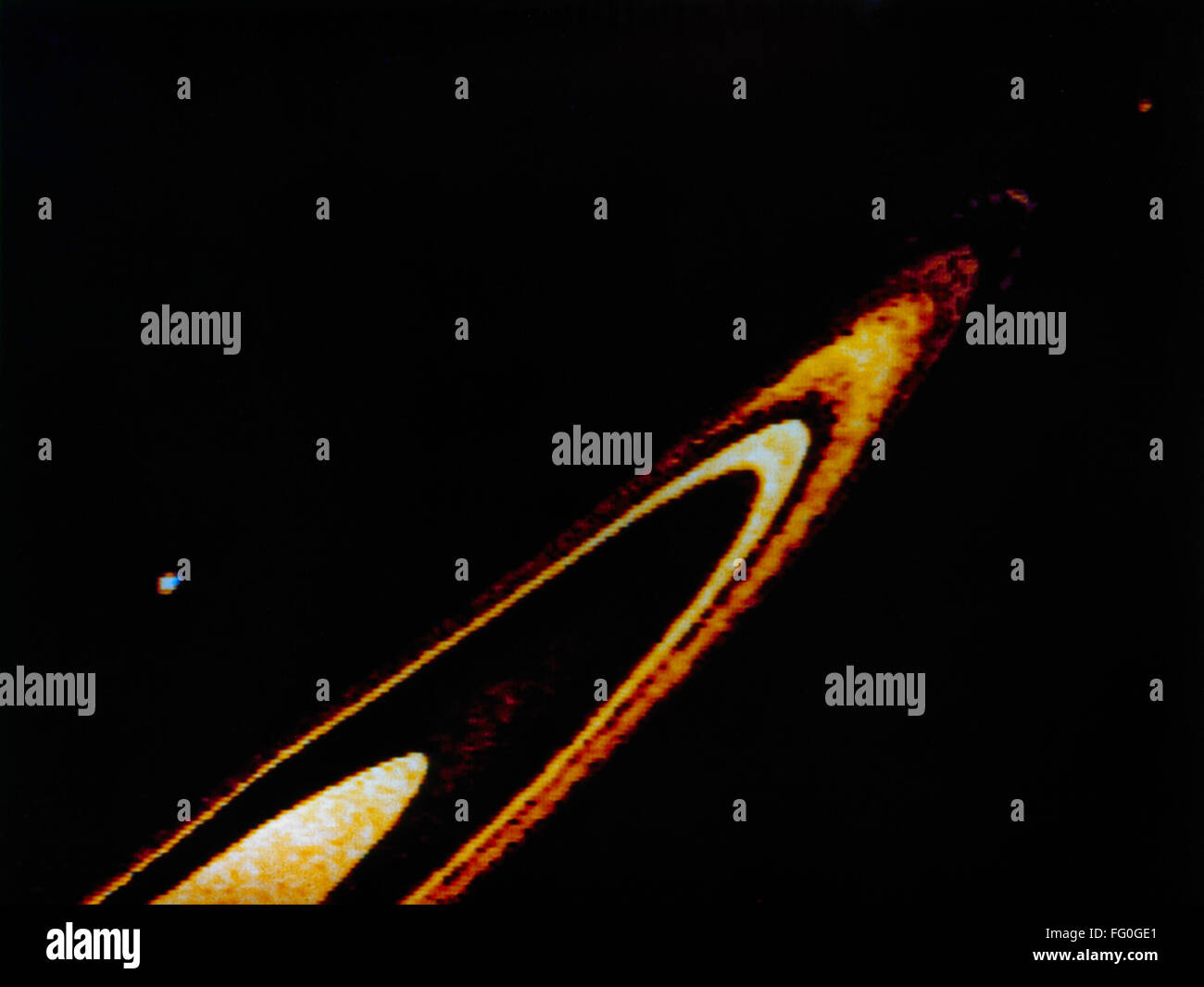 SATURN RINGS, 1979. /nA digitally enhanced photograph of the rings of