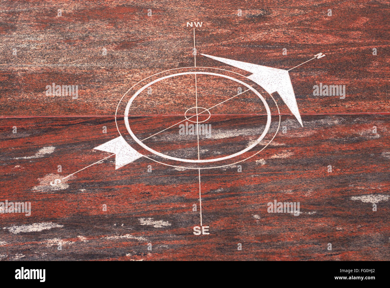 Design of compass engraved on flooring showing direction Swami