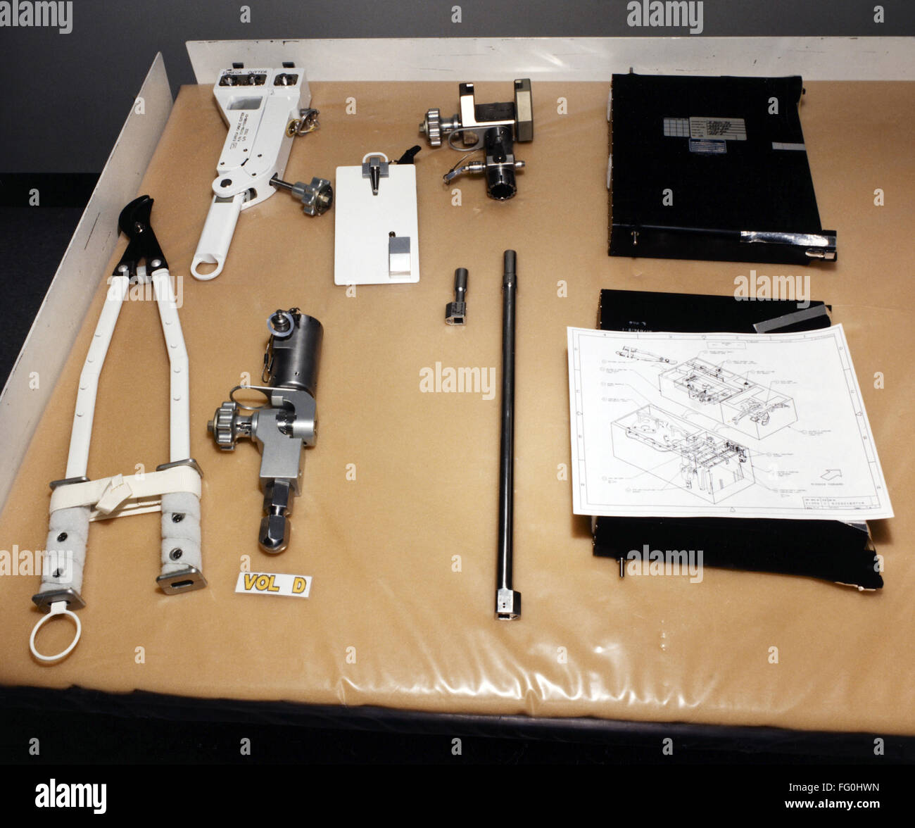 ASTRONAUT TOOLS, 1993. /nTools used by astronauts during extravechicular activity. Photograph