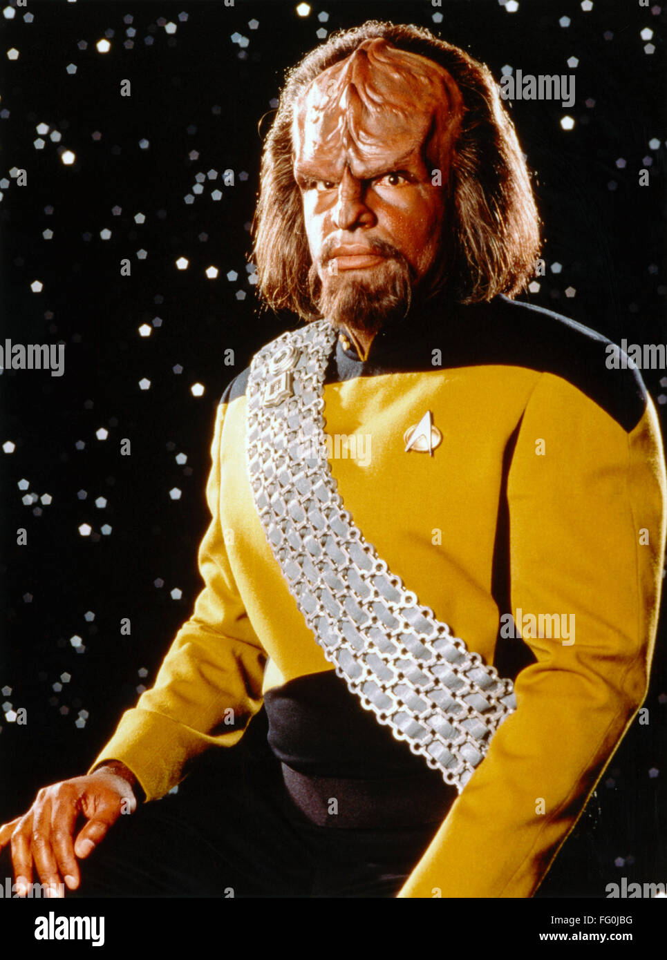 STAR TREK: WORF, c1987. /nThe character of Worf, played by Michael Dorn, in Star Trek: The Next Generation. Photograph, c1987. Stock Photo