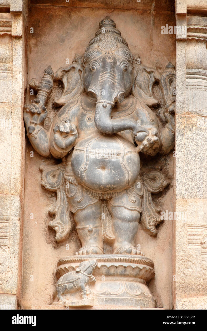 Statue of lord Ganesha ganpati at Brihadeshwara temple , Thanjavur , Tamil Nadu , India UNESCO