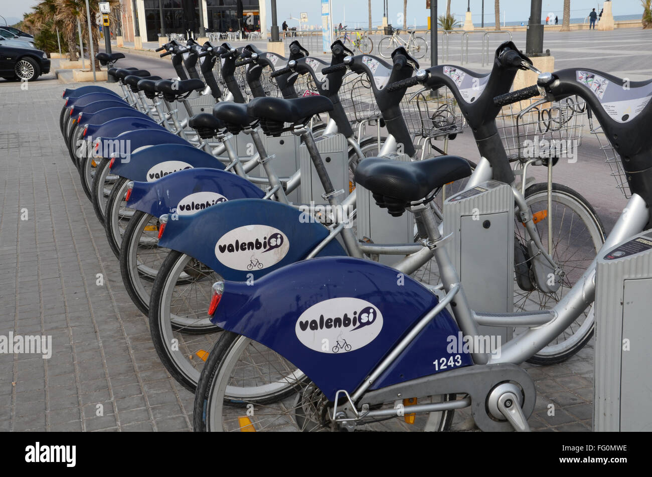 Valenbisi, the bike rental scheme in Valencia Spain Stock Photo