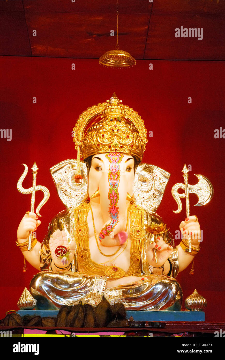 Richly decorated idol of lord ganesh elephant headed god Ganpati ...