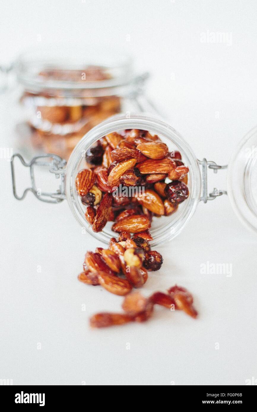 View Of Nuts With Syrup Stock Photo Alamy