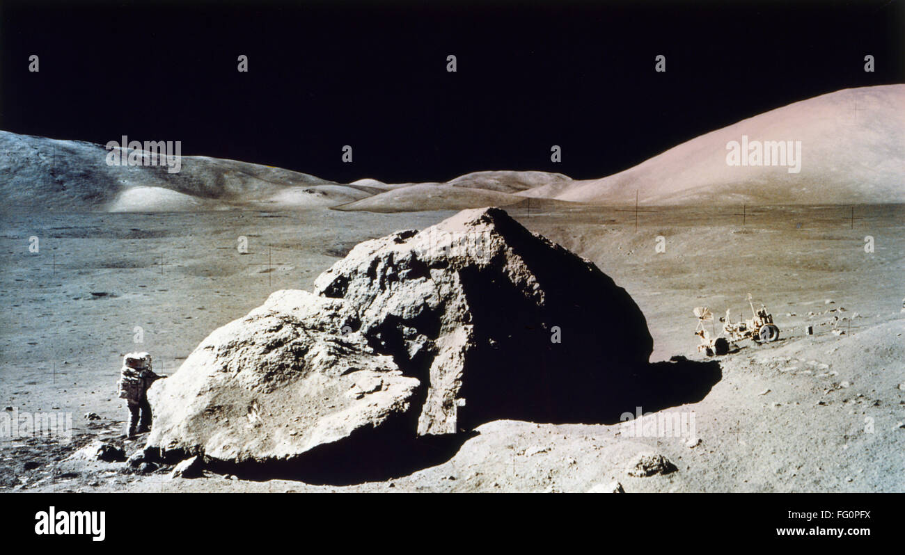 APOLLO 17: BOULDER, 1972. /nAstronaut Harrison H. 'Jack' Schmitt