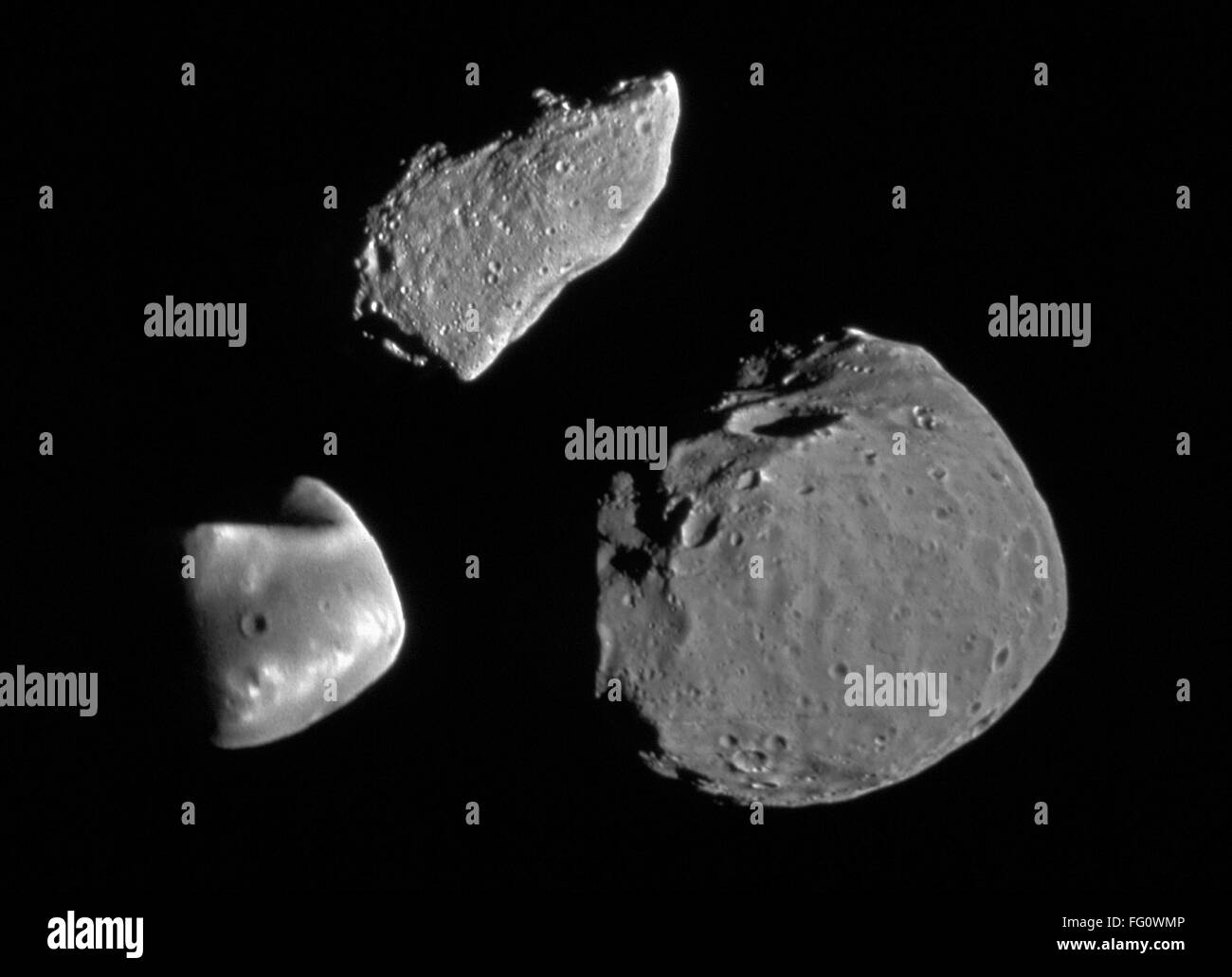 MARS ASTEROID AND MOONS. /nThe asteroid Gaspra compared with Mars