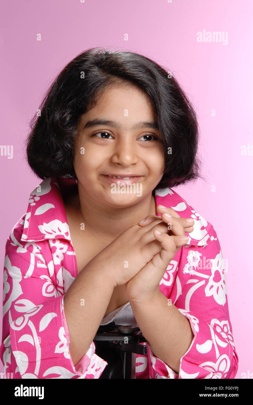 Portrait of South Asian Indian girl smiling  MR# 719B Stock Photo