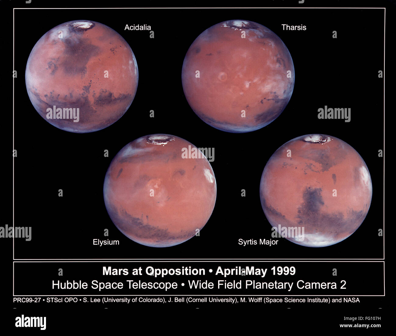 MARS HUBBLE VIEWS, 1999. of photographs showing the