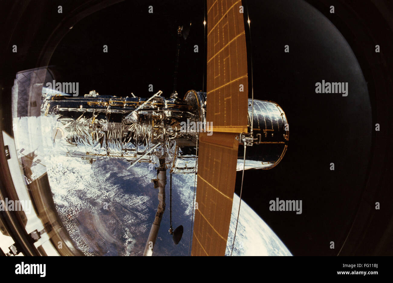 HUBBLE TELESCOPE, 1990. /nThe Hubble Space Telescope after being