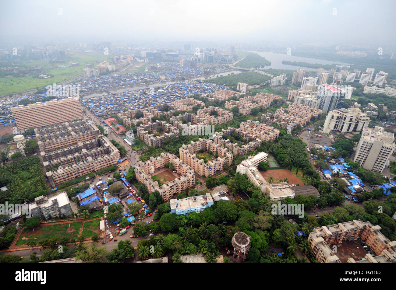 aerial view of government colony ; Bandra Khar ; Bombay Mumbai