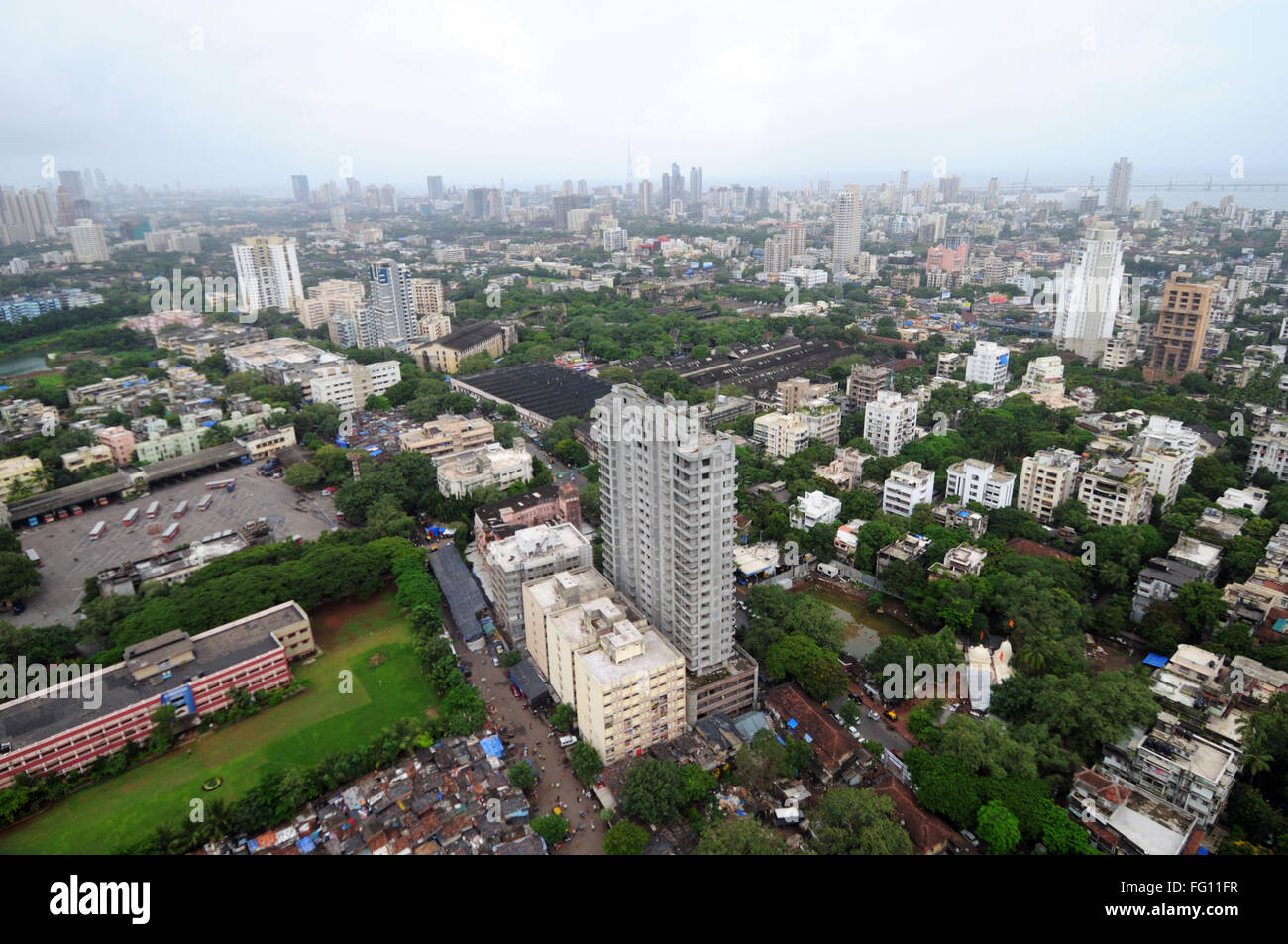 aerial view of wadala depot and ambedkar college ; Dadar ; Bombay ...