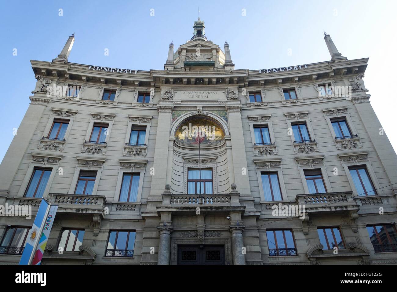 Italy: Headquarters of Generali Group in inner city of Milan. Photo from 31. January 2016. Stock Photo