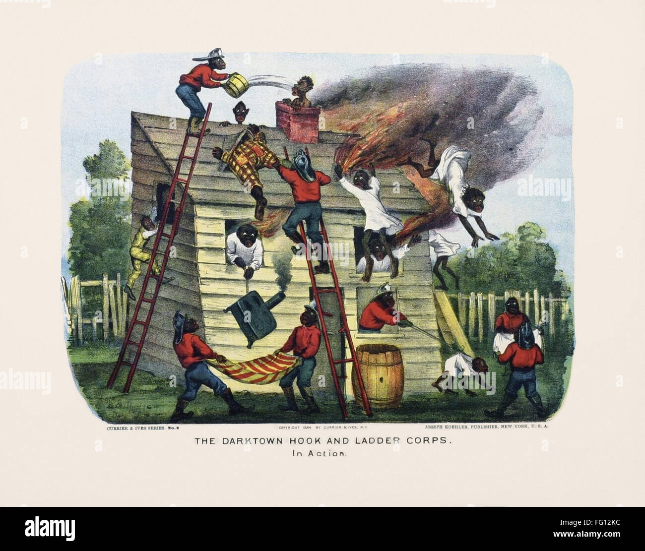 The Racial Ladder RACIAL CARICATURE, 1884. /n'The Darktown Hook and Ladder Corps: In ...