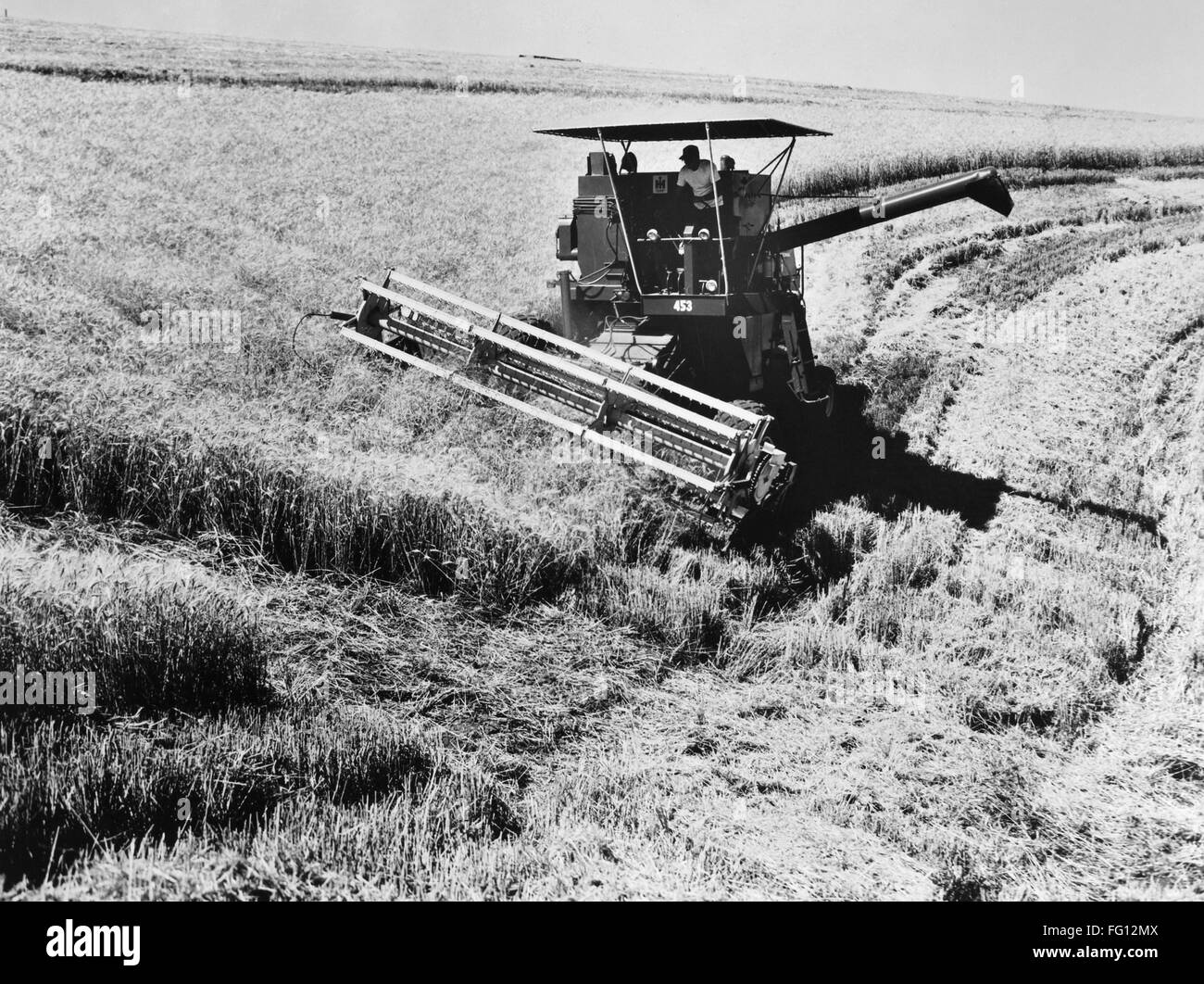 INTERNATIONAL HARVESTER. /nThe International 453 Hillside Combine manufactured by International Harvester Company. Photograph, 1973. Stock Photo