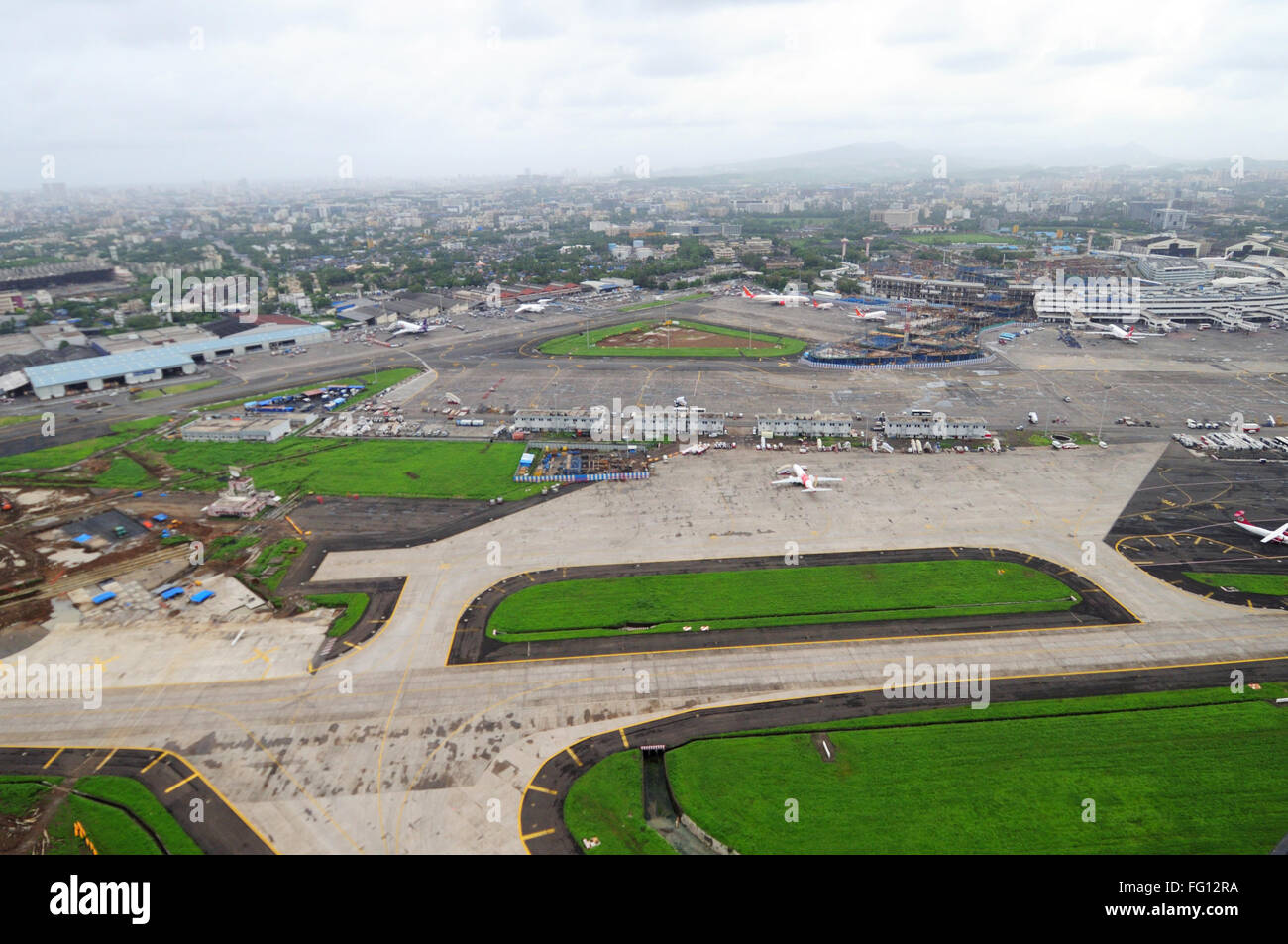 aerial view of runway at chhatrapati shivaji international airport