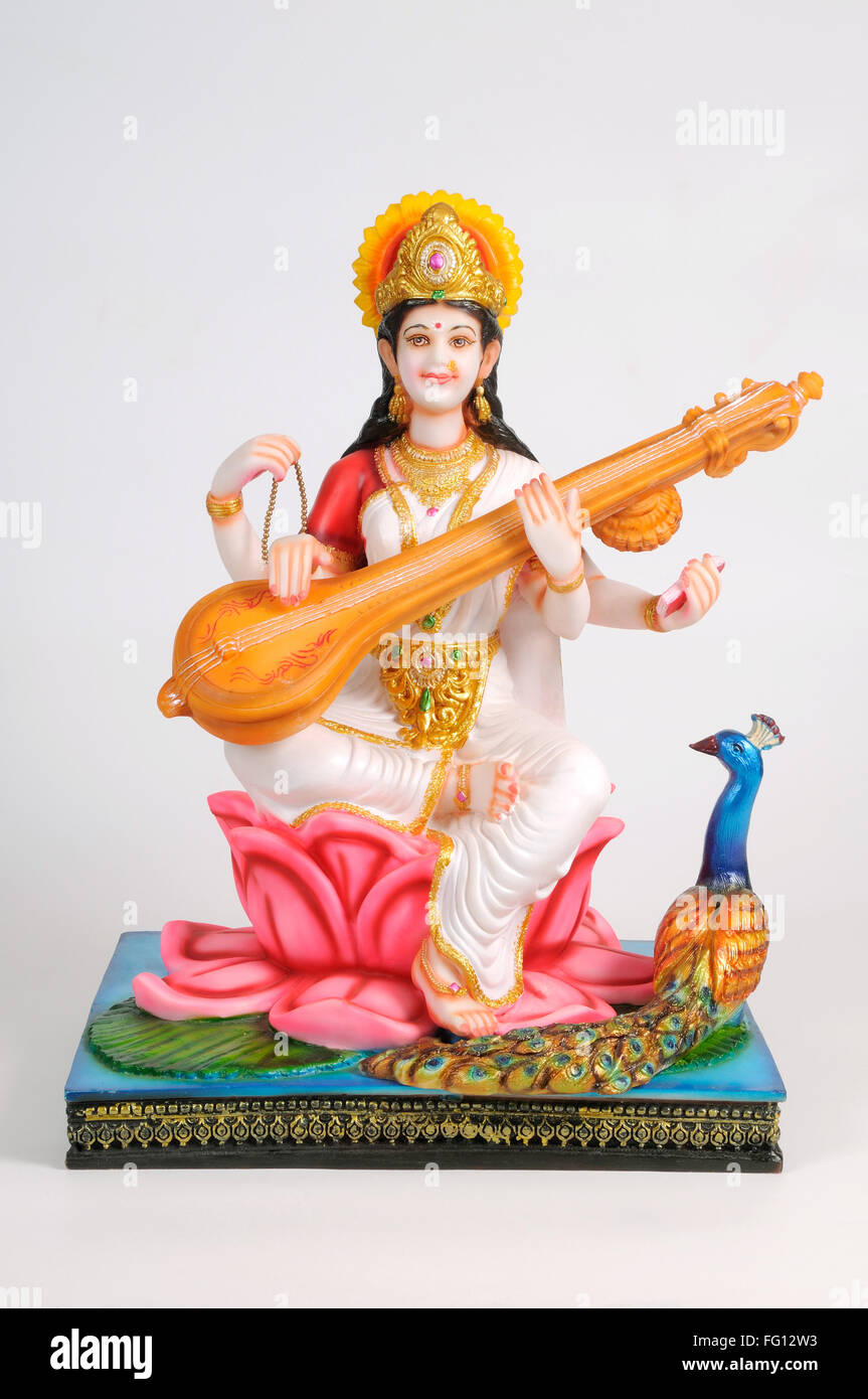 Statue of goddess saraswati ; India Stock Photo - Alamy