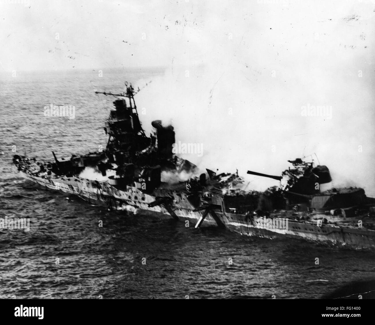 WORLD WAR II MIDWAY 1942. The heavy Japanese cruiser Mikuma wrecked by collision and American bombs at the Battle of Midway 3 6 June 1942 Stock Photo Alamy