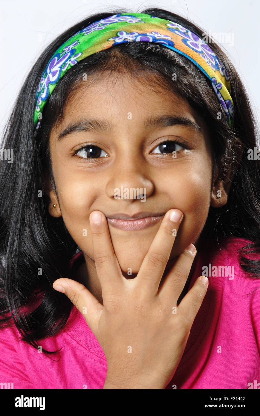 South Asian Indian girl showing her lips , India MR152 Stock Photo Alamy