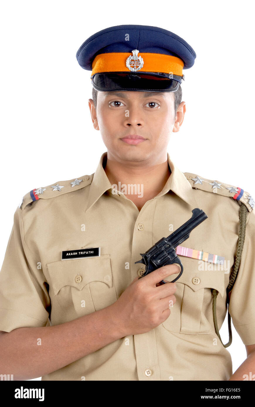 Indian Police Inspector With Gun