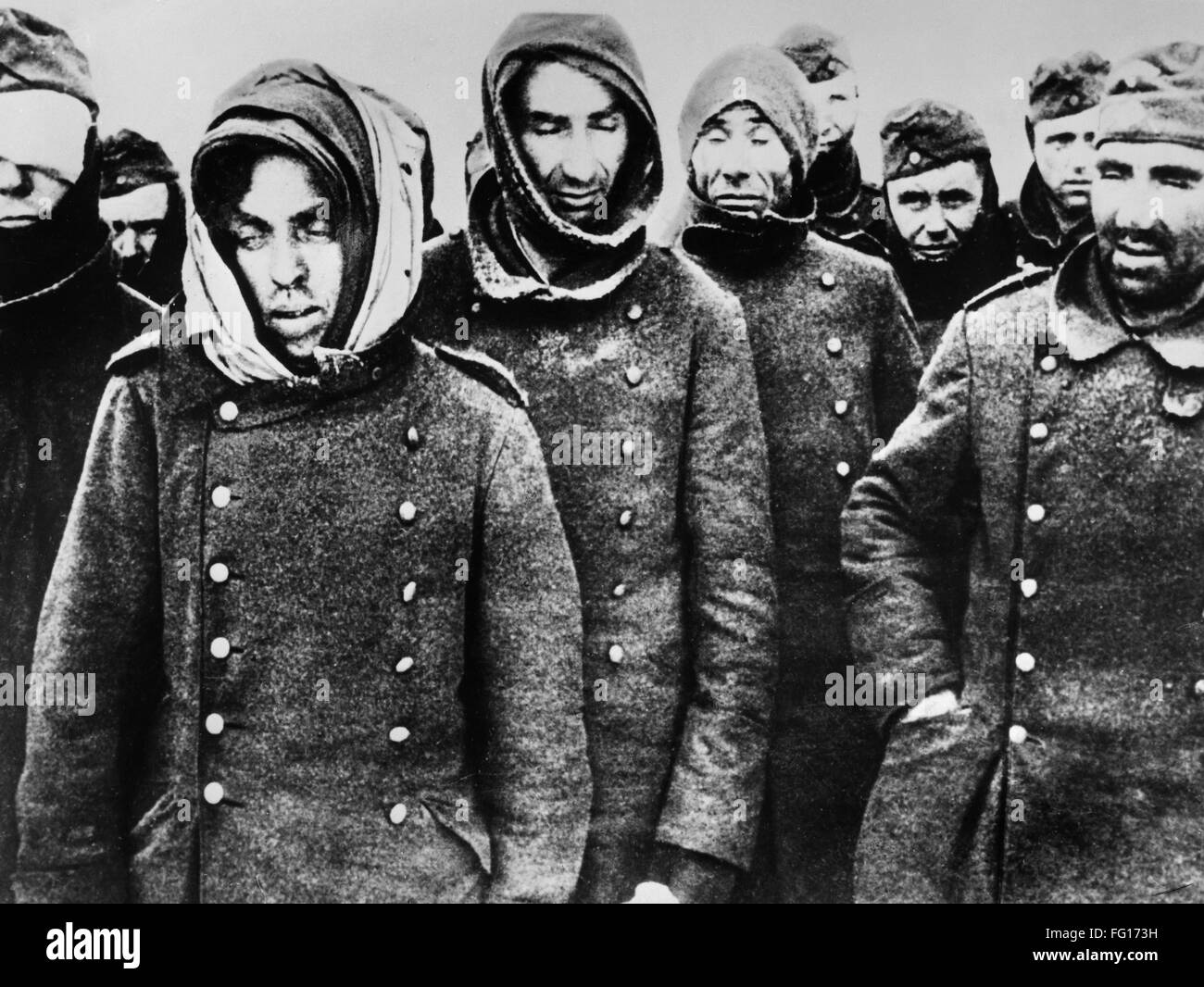 SOVIET UNION: STALINGRAD. /nGerman soldiers at Stalingrad, Soviet Union, after surrendering to Russian forces during World War II. Photographed January/February 1943. Stock Photo