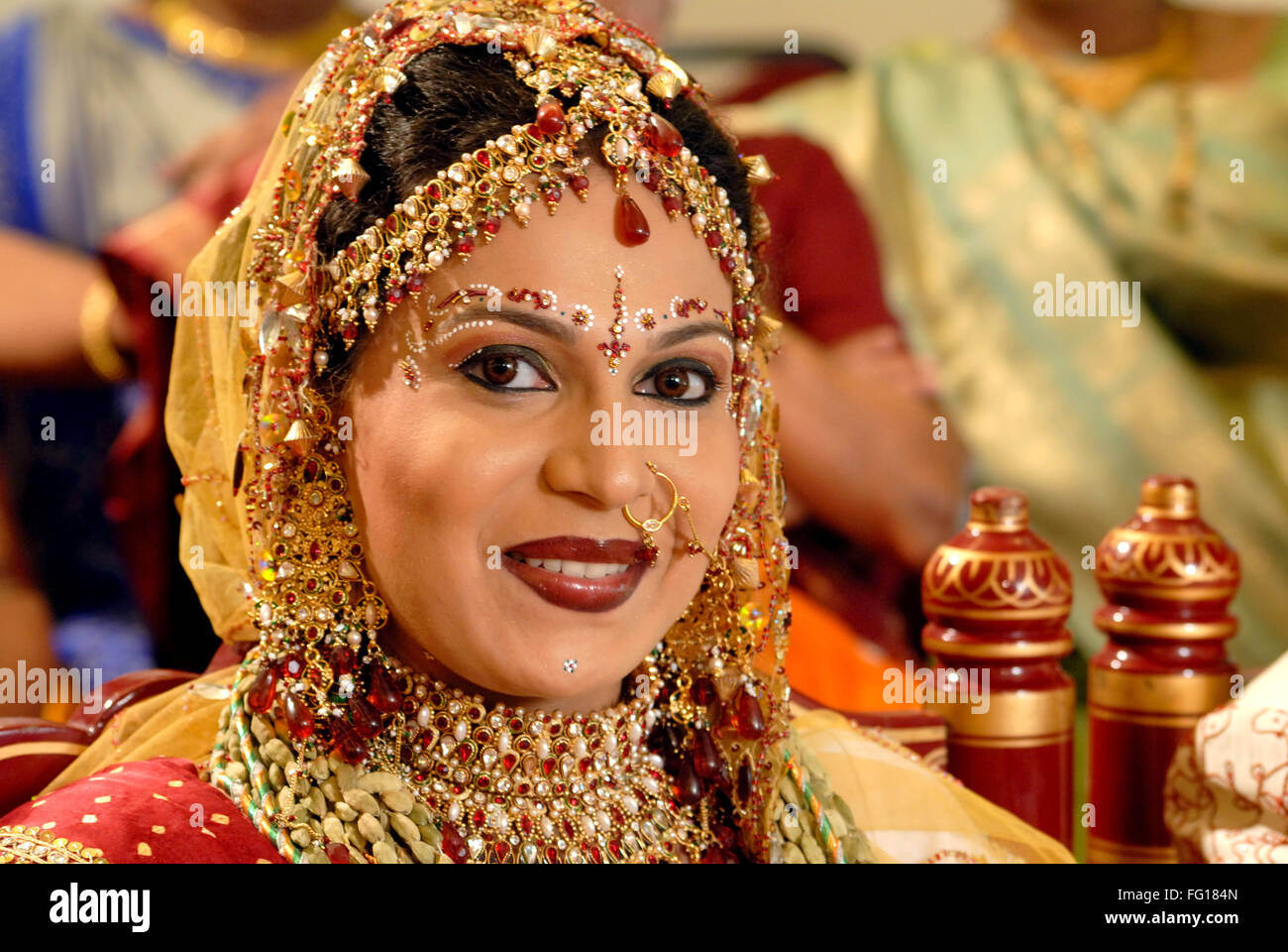 Indian bride wearing jewellery Hindu wedding ceremony India MR#364 ...