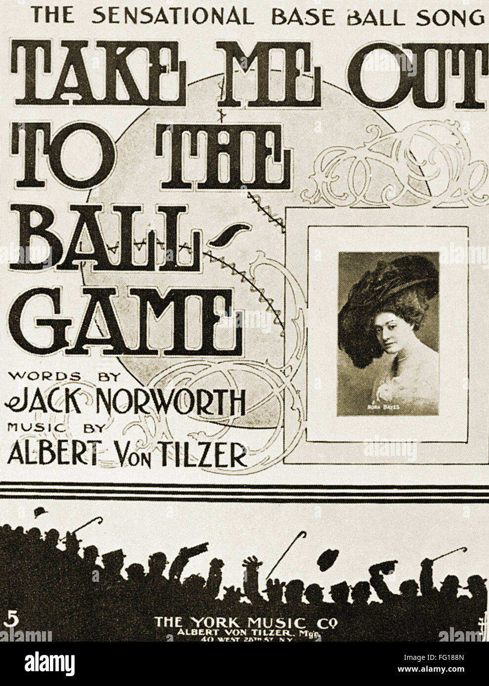 SHEET MUSIC: TAKE ME OUT. /nSheet music to cover to 'Take Me Out to the Ballgame,' 1908, by Jack Norworth and Albert von Tilzer. Stock Photo