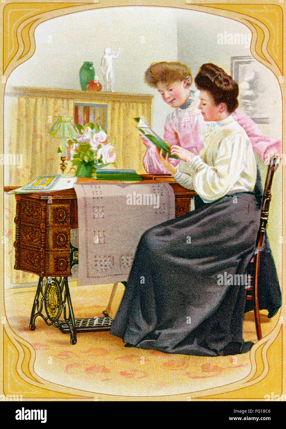 AD SINGER SEWING MACHINE. /nAdvertising card for the Singer