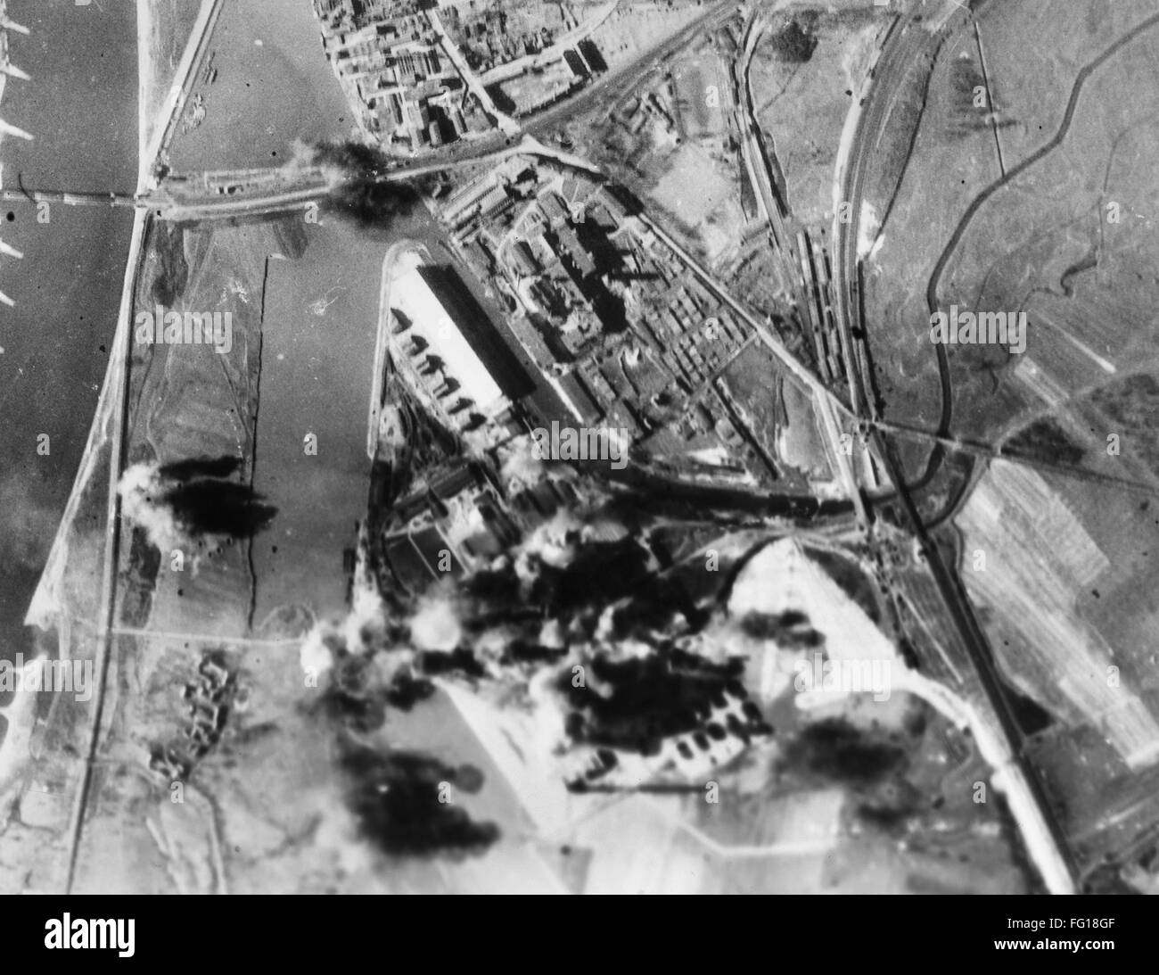 BERLIN: BOMBING, 1944. /nU.S. Army 8th Air Force drop bombs on an industrial area of Greater Berlin, 6 March 1944. Stock Photo