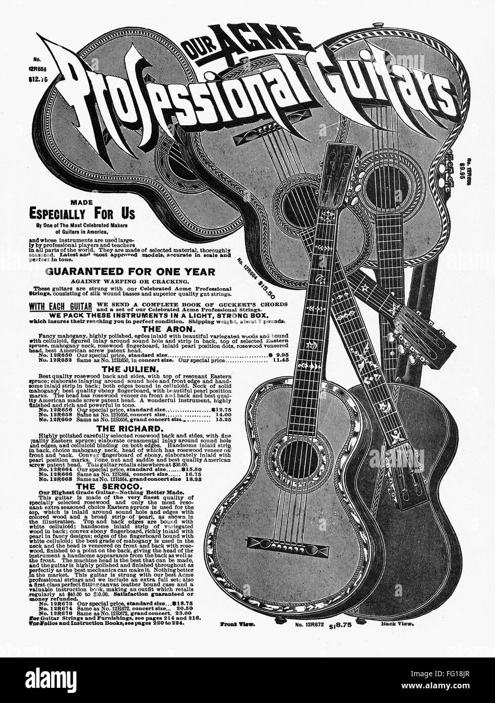 SEARS AD GUITARS, 1902. /nReproduction of 1902 Sears, Roebuck & Co