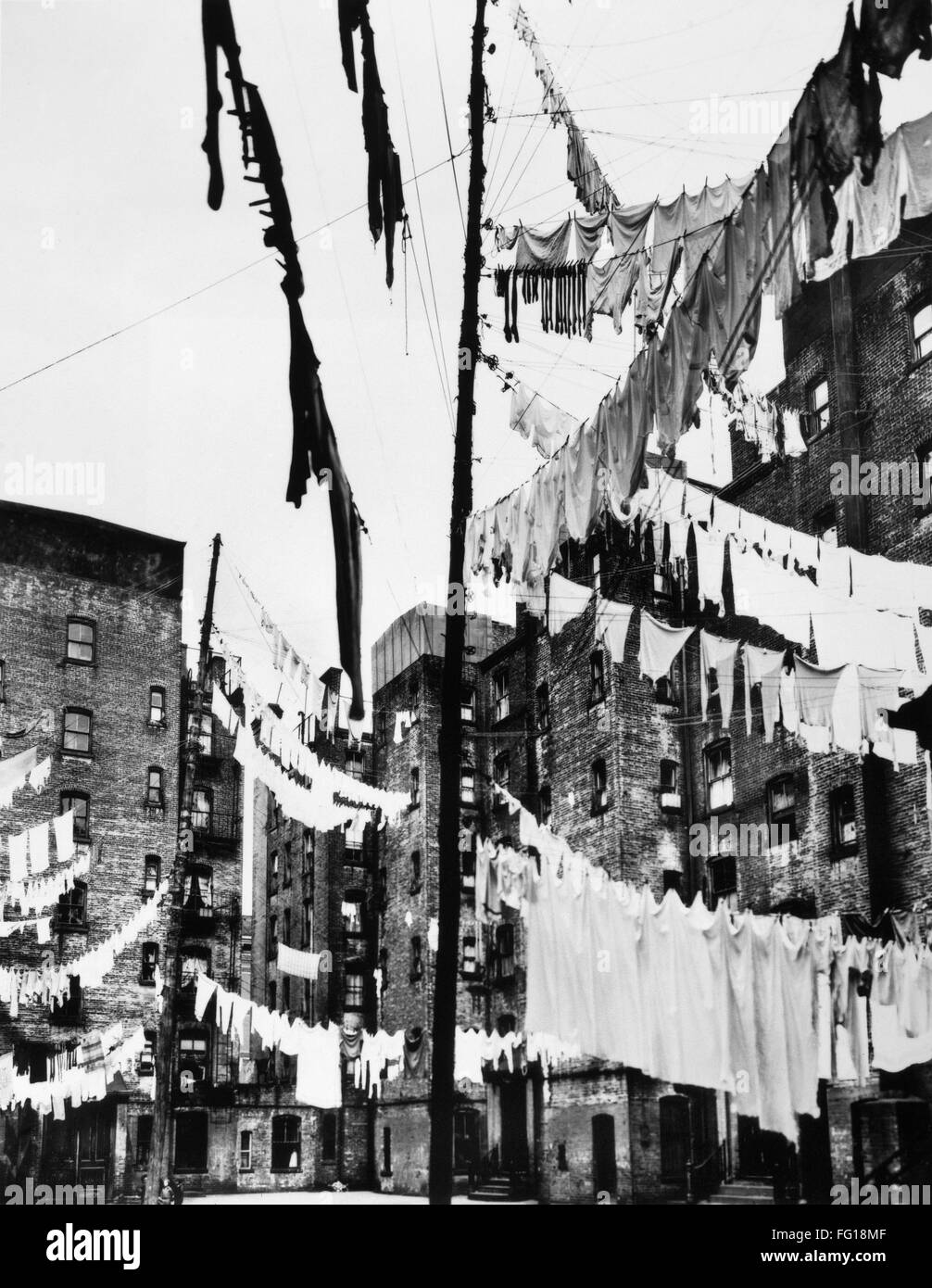 New York Tenements 1936 Nclotheslines In The Courtyard Of Tenement Buildings In New York