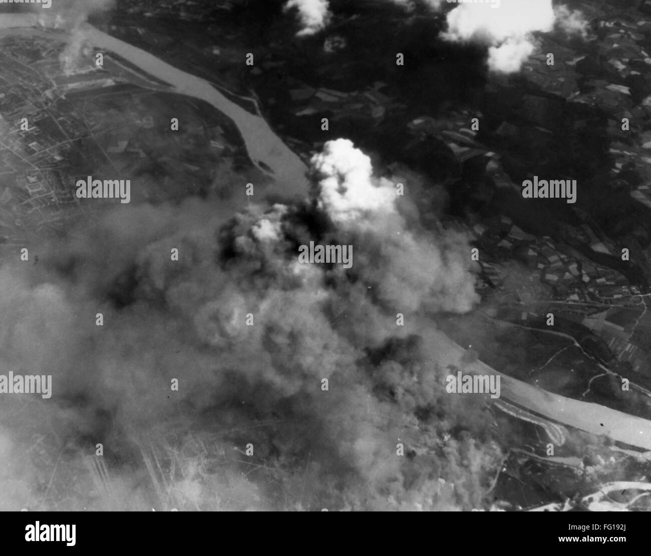 WORLD WAR II: AIR RAID. /nSmoke pouring from the Reichswerke Hermann ...