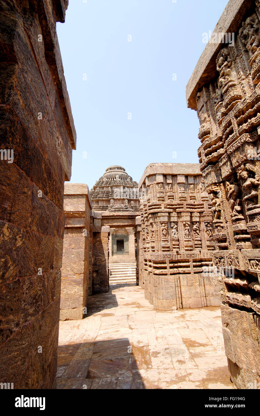 Statues carved on Konarak Sun temple , Konarak , Bhubaneswar , Orissa , India World Heritage Stock Photo