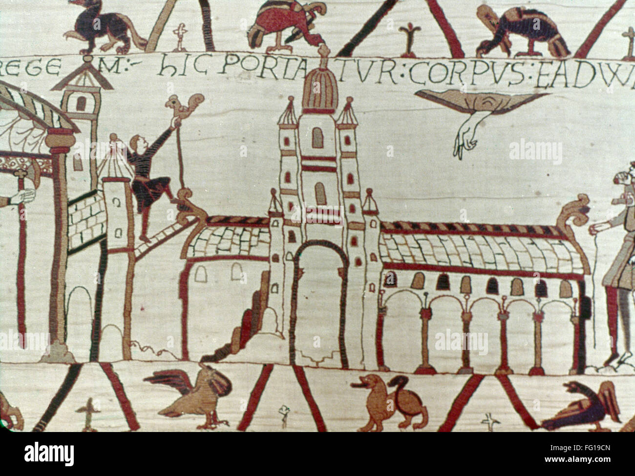 BAYEUX TAPESTRY. /nThe burial of King Edward the Confessor at the newly