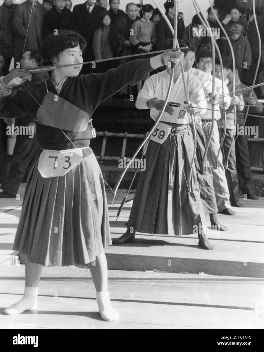 JAPAN ARCHERY. /nArchery competition in Japan. Photograph, mid 20th